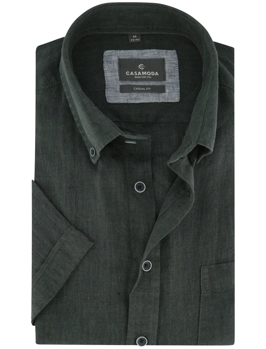 Donkergroen overhemd Casa Moda Casual fit met borstzak