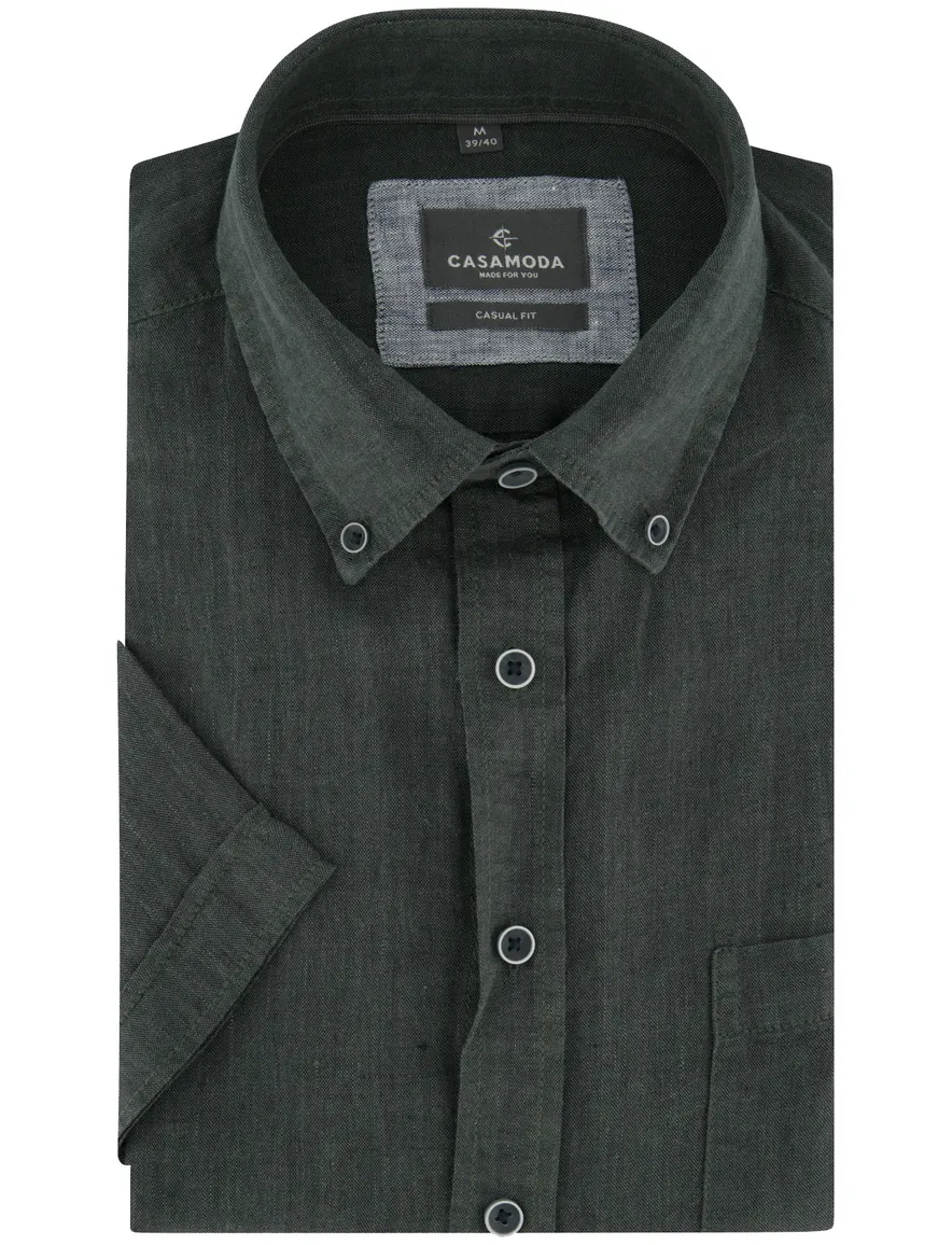 Donkergroen overhemd Casa Moda Casual fit met borstzak