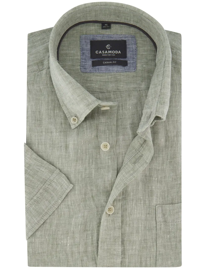 Overhemd Casa Moda Casual fit lichtblauw gemeleerd borstzak