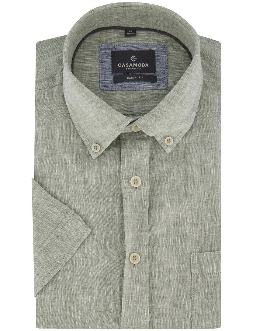 Overhemd Casa Moda Casual fit lichtblauw gemeleerd borstzak