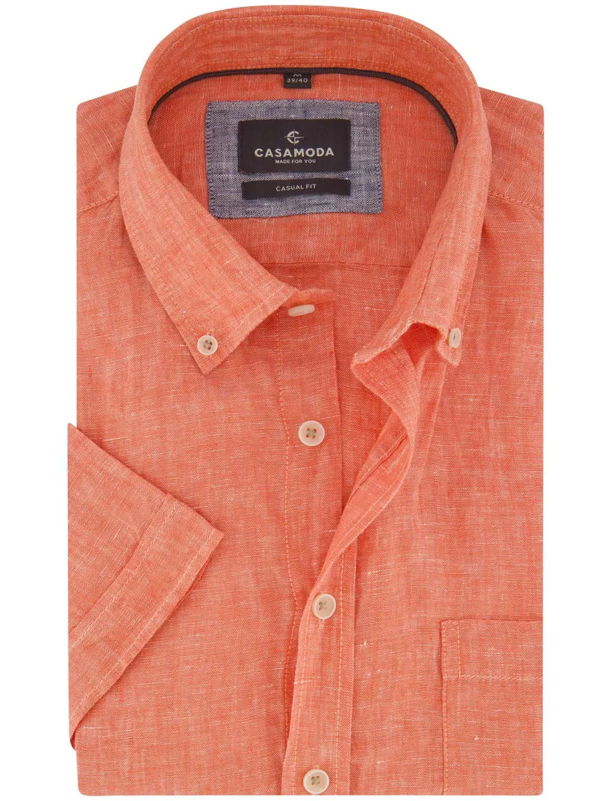 Oranje overhemd Casa Moda Casual fit korte mouw
