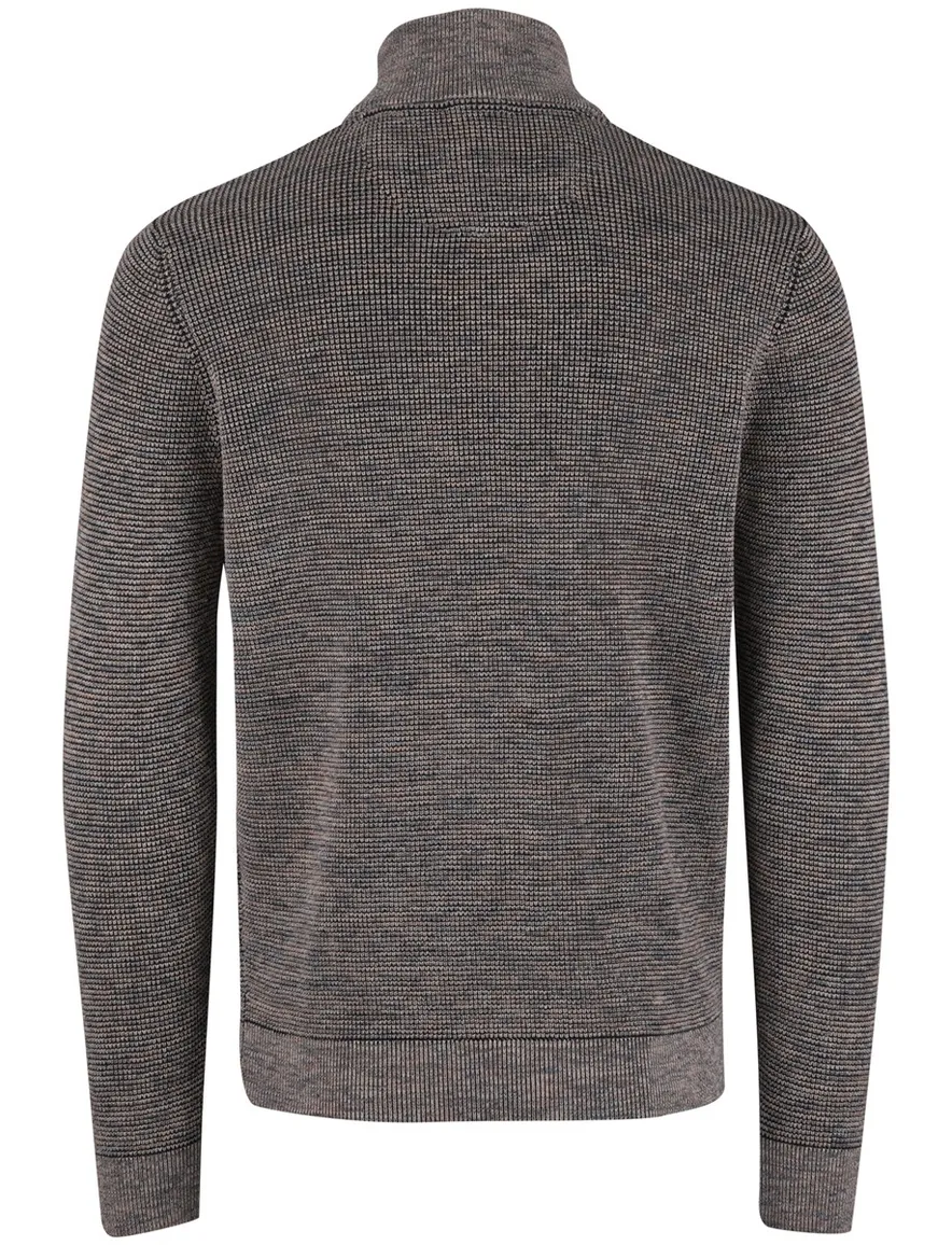 Bruine Casa Moda Half Zip trui gemeleerd