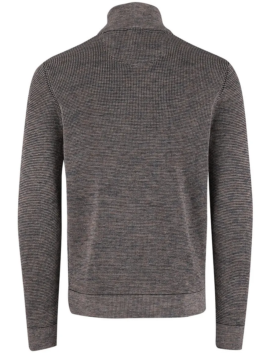 Grijze Casa Moda Half Zip trui gemeleerd