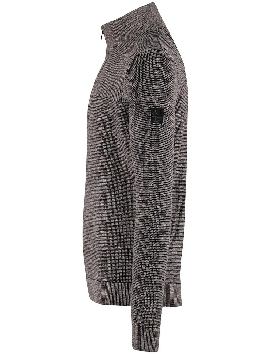 Grijze Casa Moda Half Zip trui gemeleerd