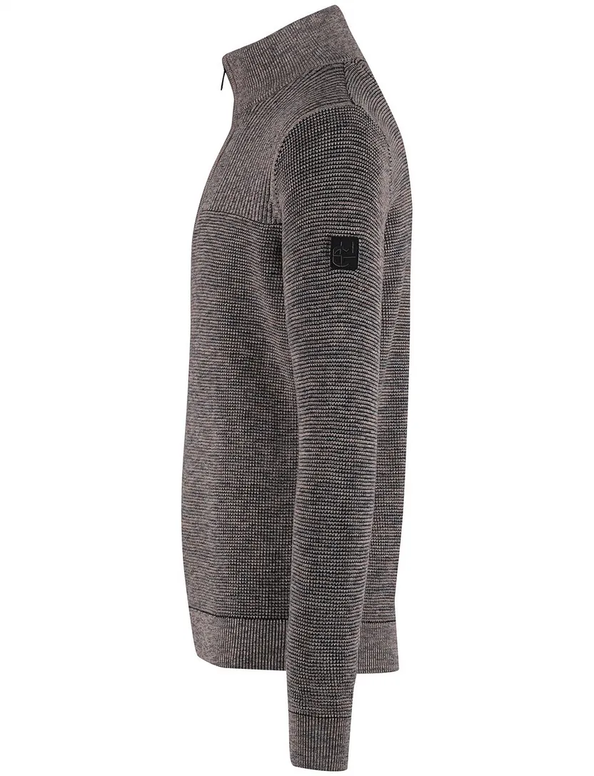 Half zip trui Casa Moda grijs structuur
