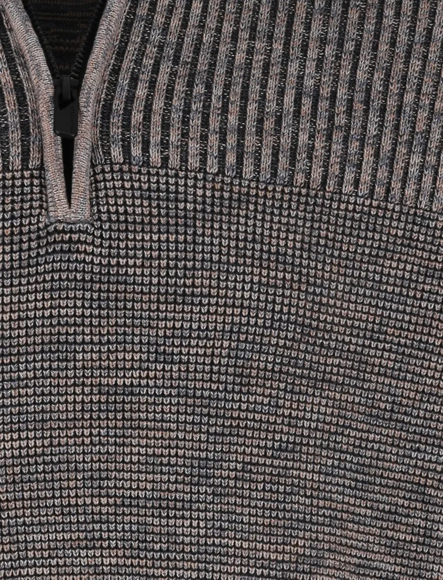 Bruine Casa Moda Half Zip trui gemeleerd
