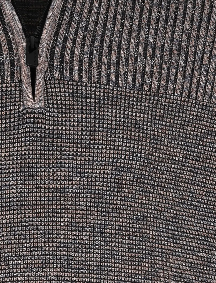 Grijze Casa Moda Half Zip trui gemeleerd