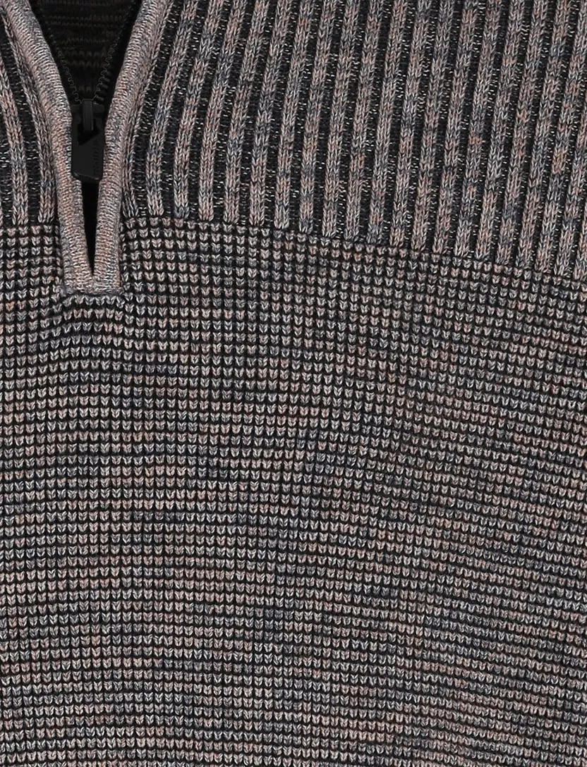 Half zip trui Casa Moda grijs structuur