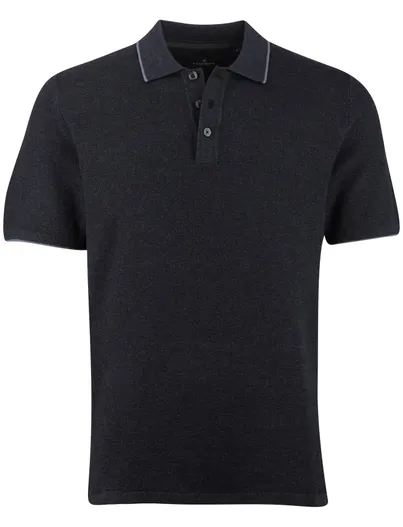 Casa Moda Grijs poloshirt Casa Moda structuur 3 knoops