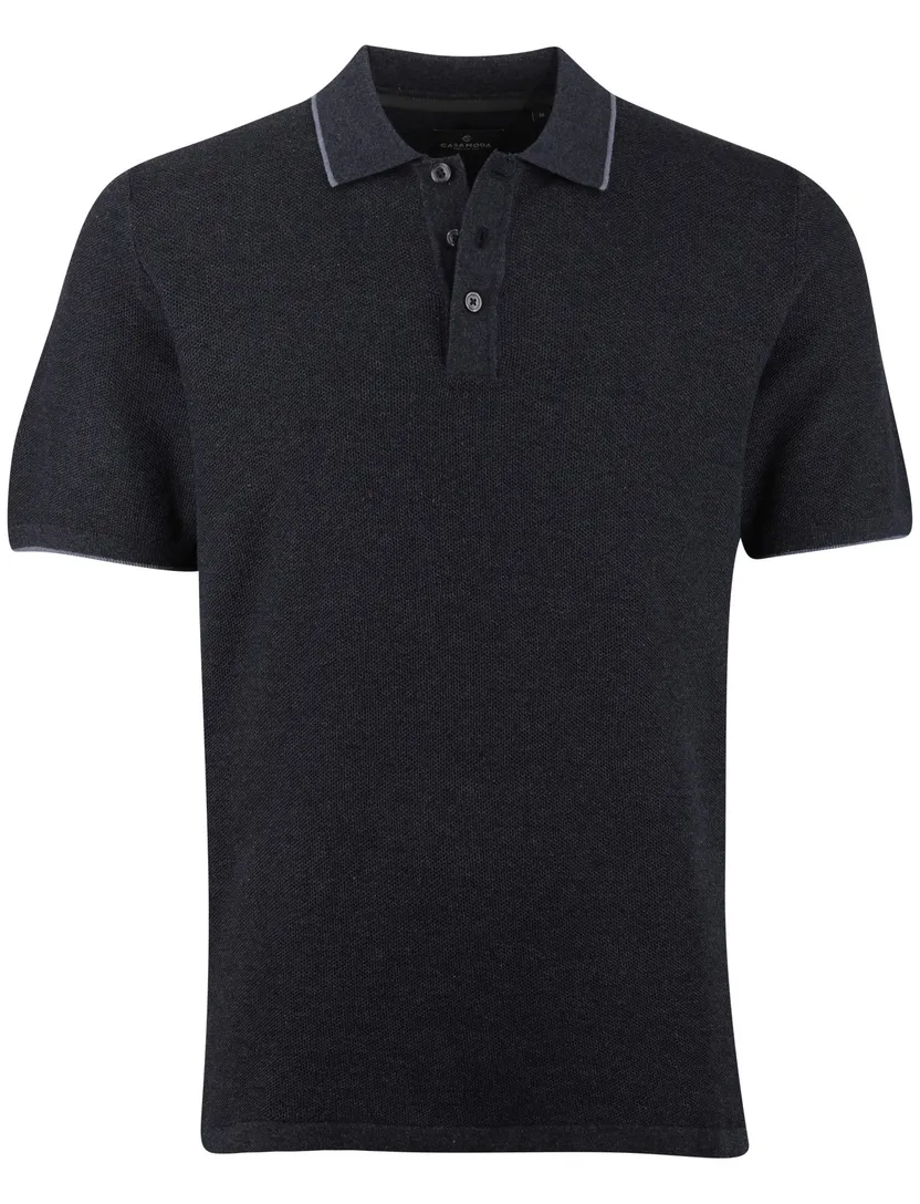 Poloshirt Casa Moda grijs structuur 3 knoops