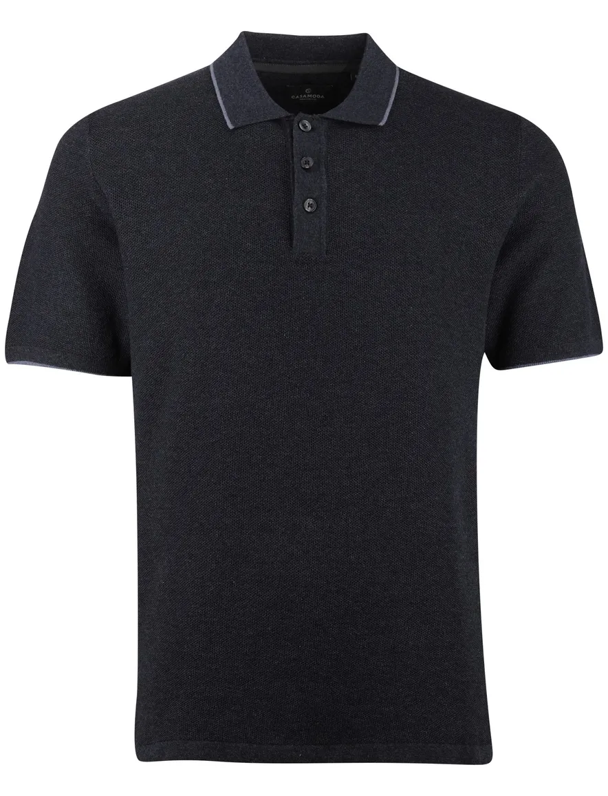 Grijs poloshirt Casa Moda structuur 3 knoops