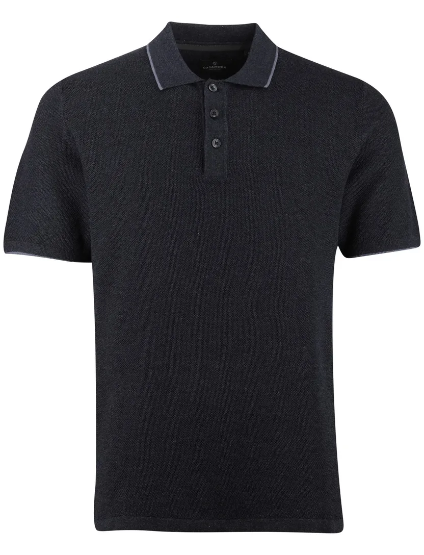 Poloshirt Casa Moda grijs structuur 3 knoops