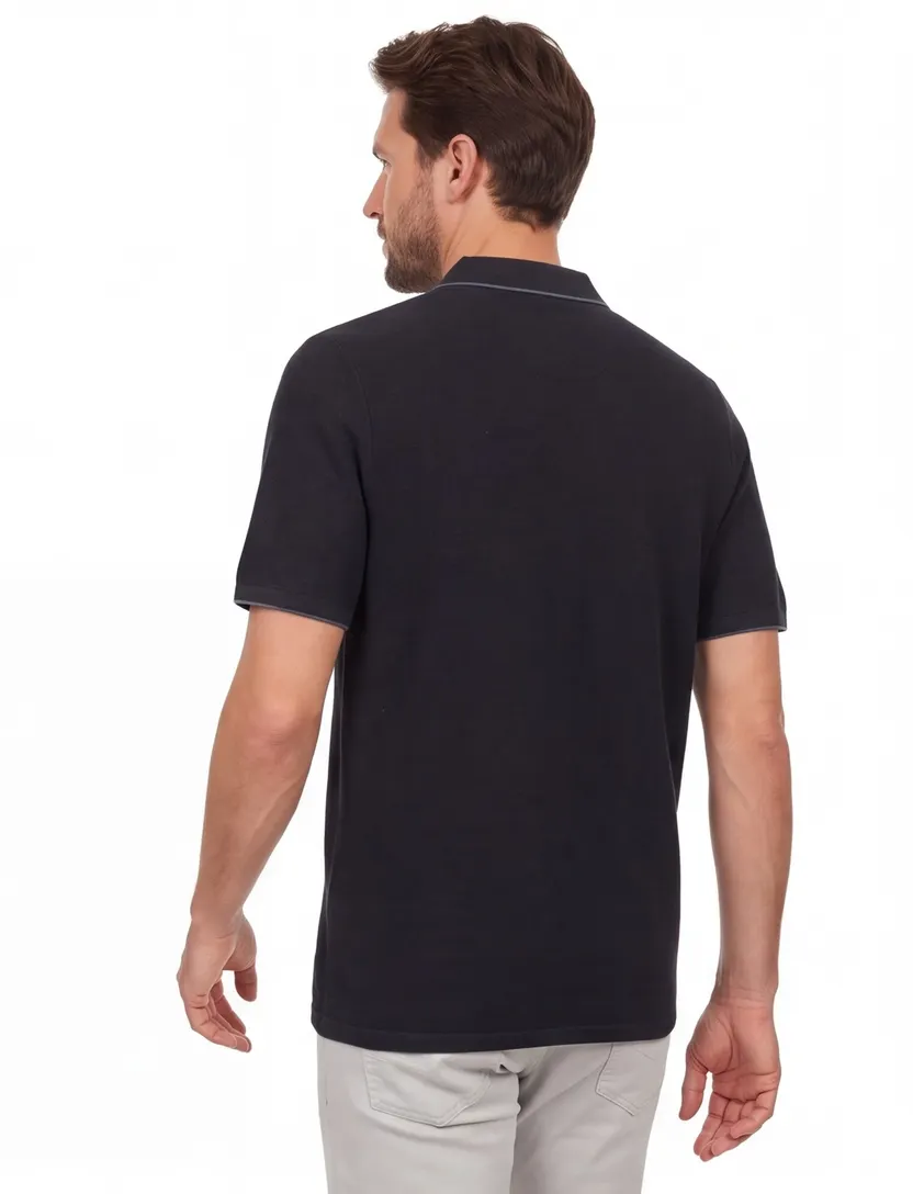 Poloshirt Casa Moda grijs structuur 3 knoops