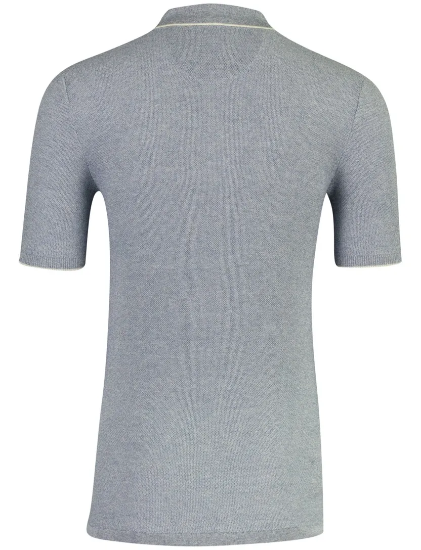 Blauwe polo Casa Moda gebreid korte mouwen