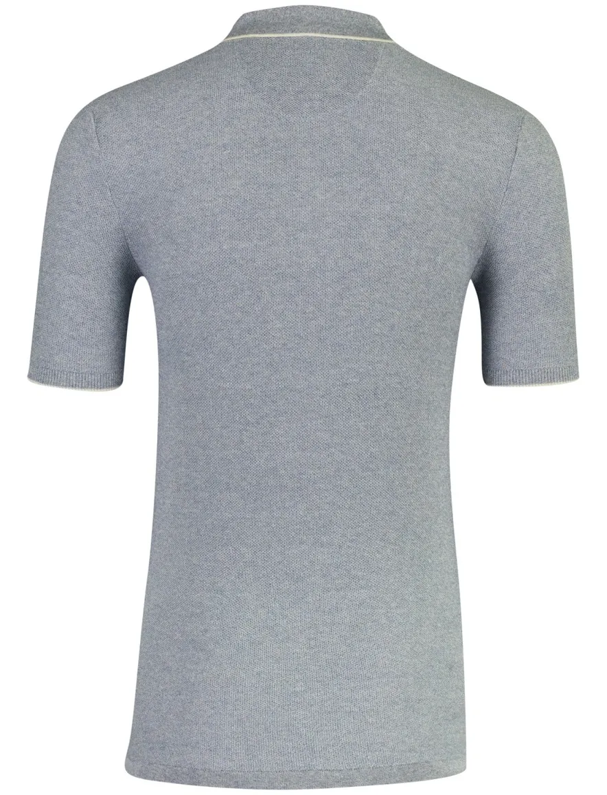 Casa Moda gebreide polo blauw 3 knoops sluiting