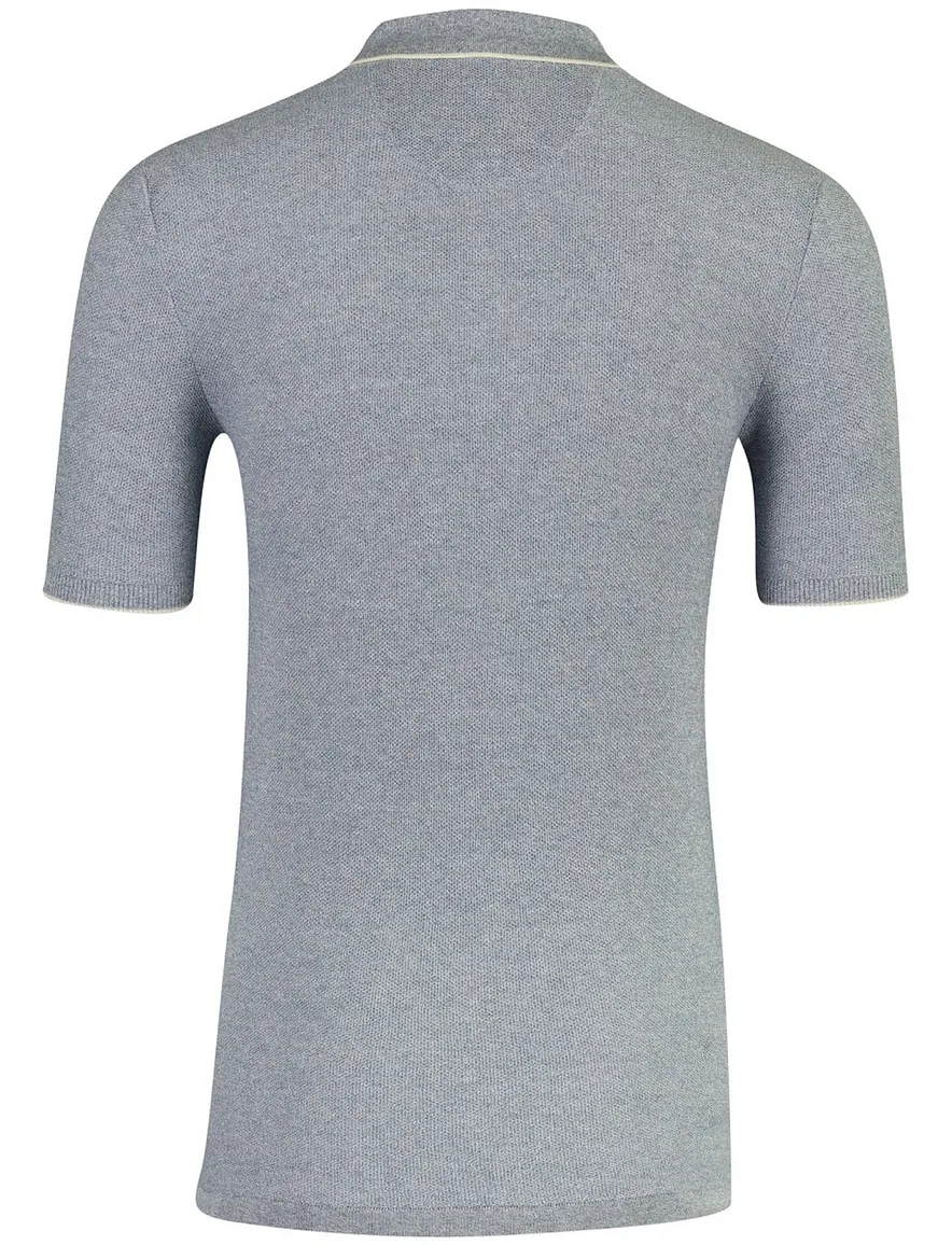 Casa Moda gebreide polo blauw 3 knoops sluiting