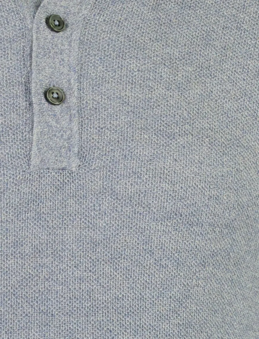 Casa Moda gebreide polo blauw 3 knoops sluiting