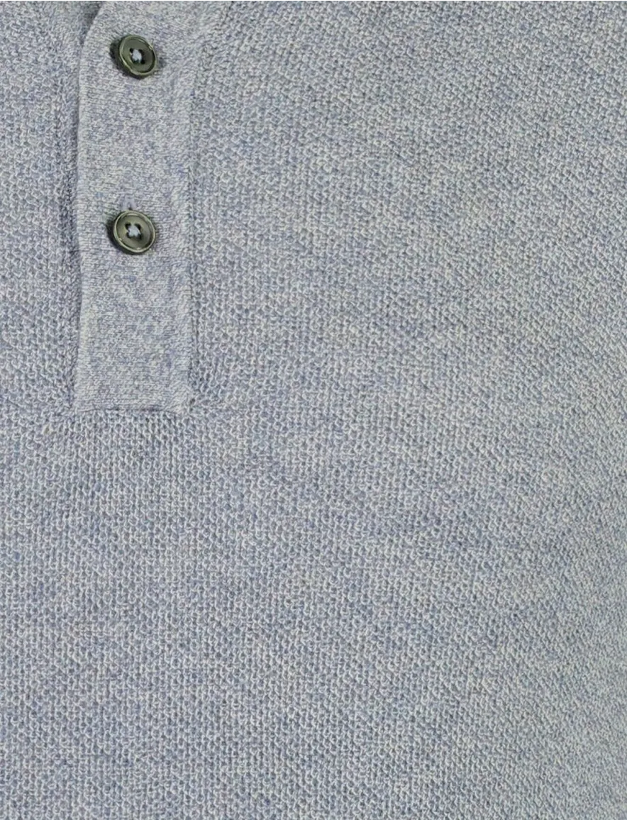 Casa Moda gebreide polo blauw 3 knoops sluiting