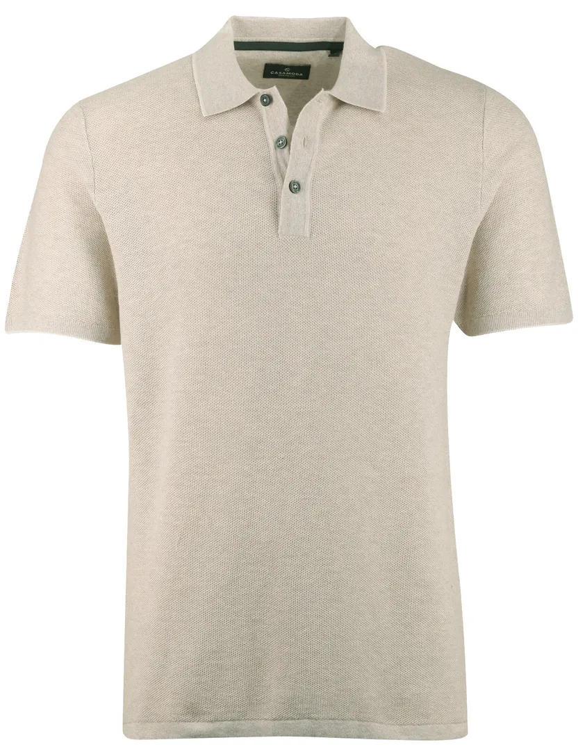 Poloshirt Casa Moda beige structuur 3 knoops