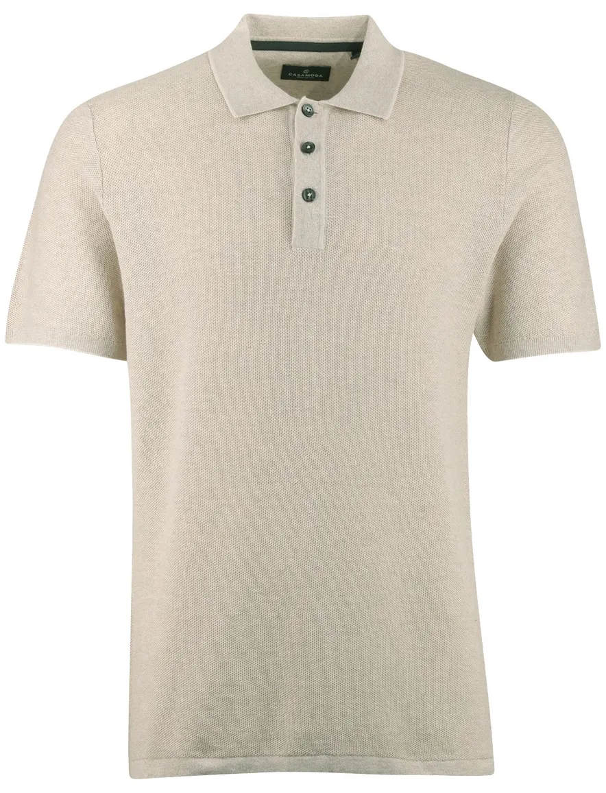 Beige poloshirt Casa Moda structuur 3 knoops
