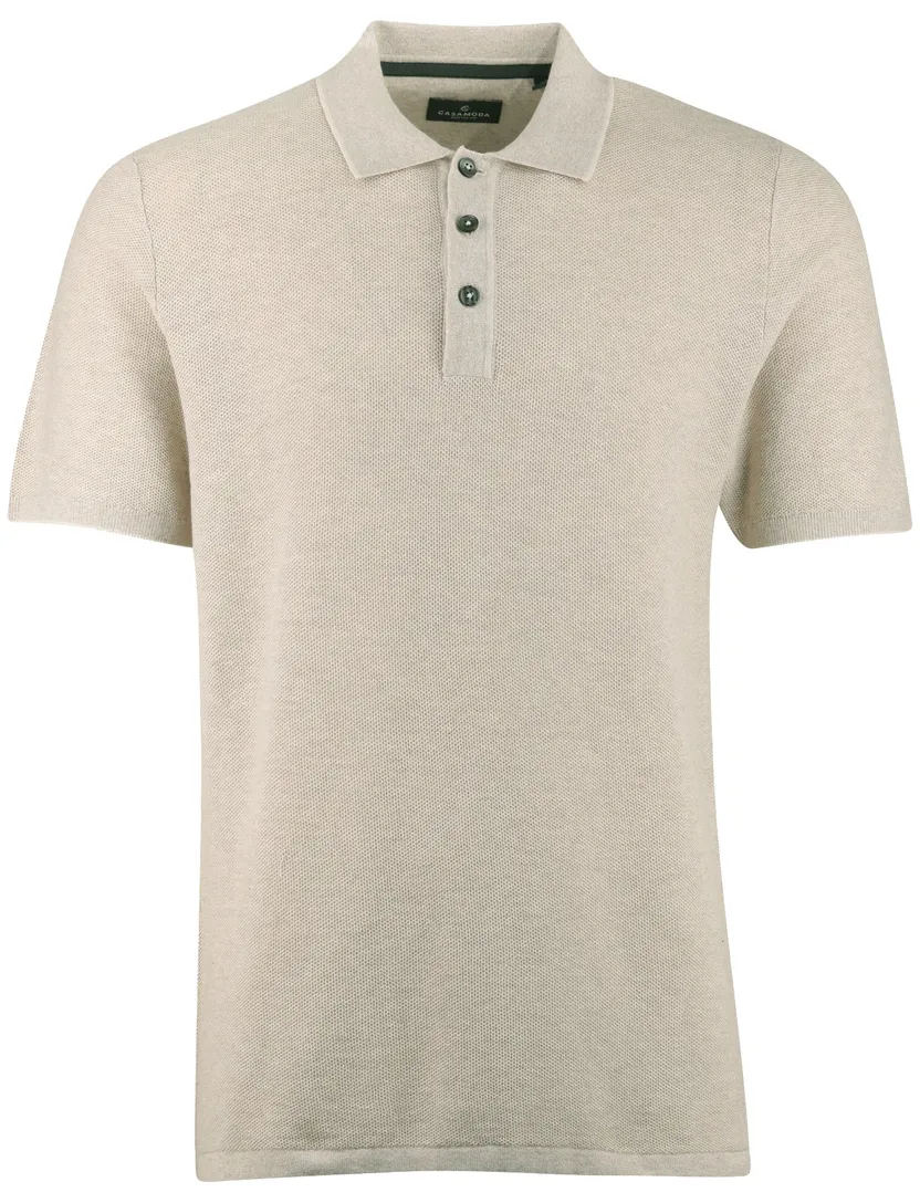 Poloshirt Casa Moda beige structuur 3 knoops