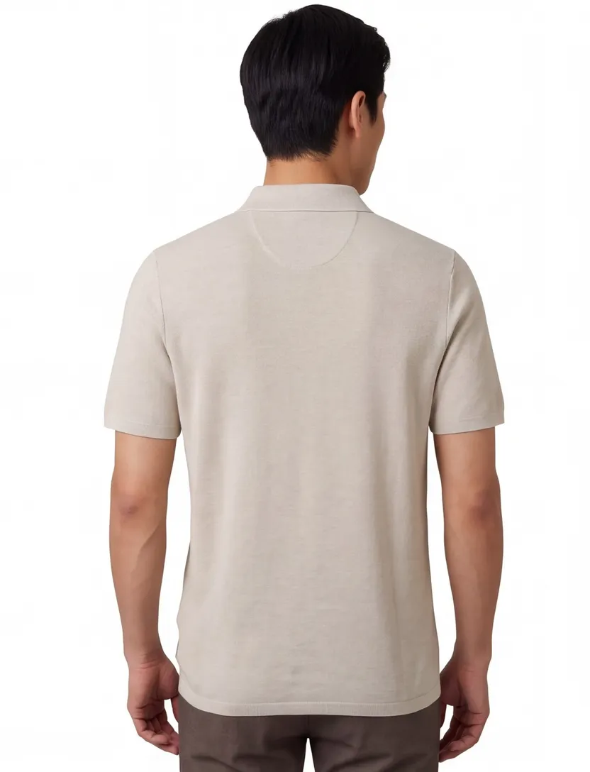 Poloshirt Casa Moda beige structuur 3 knoops