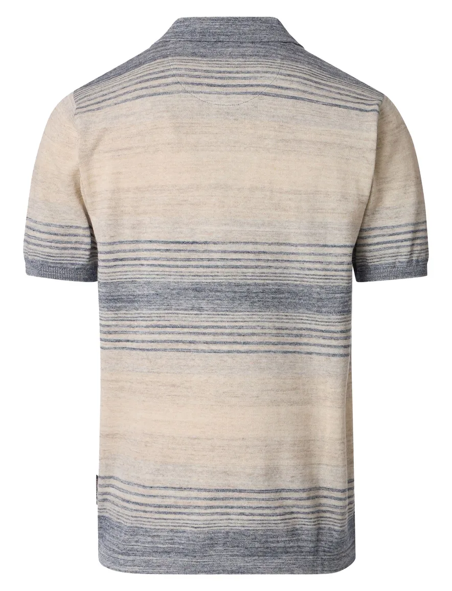 polo beige Casa Moda 100% katoen gestreept korte mouw