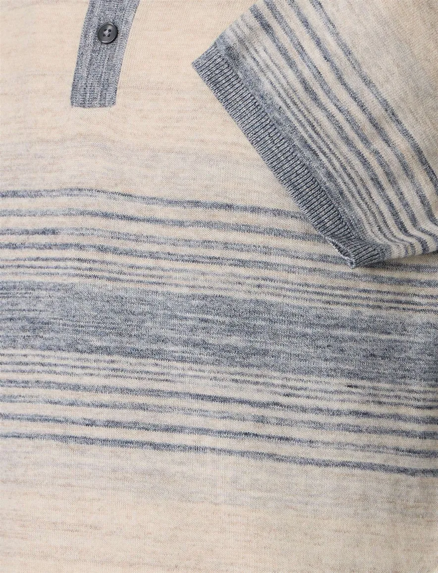 polo beige Casa Moda 100% katoen gestreept korte mouw