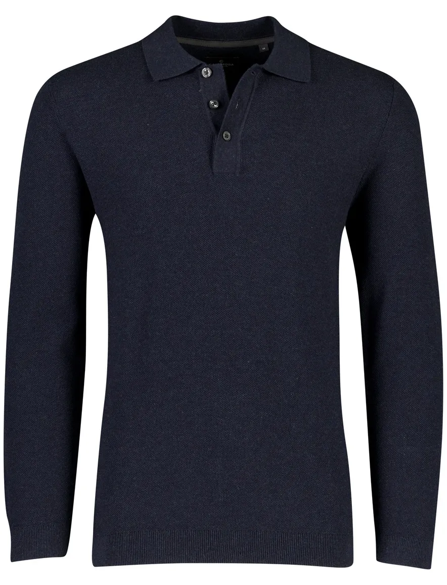Donkerblauwe poloshirt 3 knoops Casa Moda normale fit
