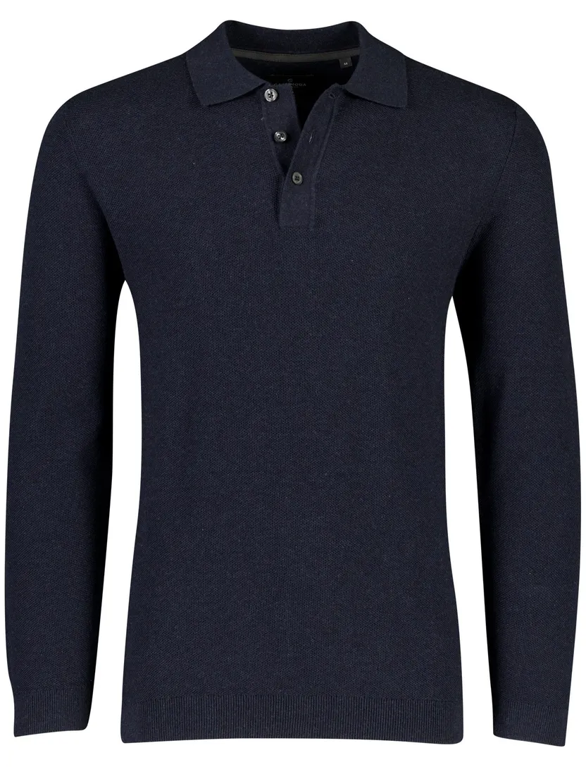 Poloshirt Casa Moda donkerblauw normale fit 3 knoops
