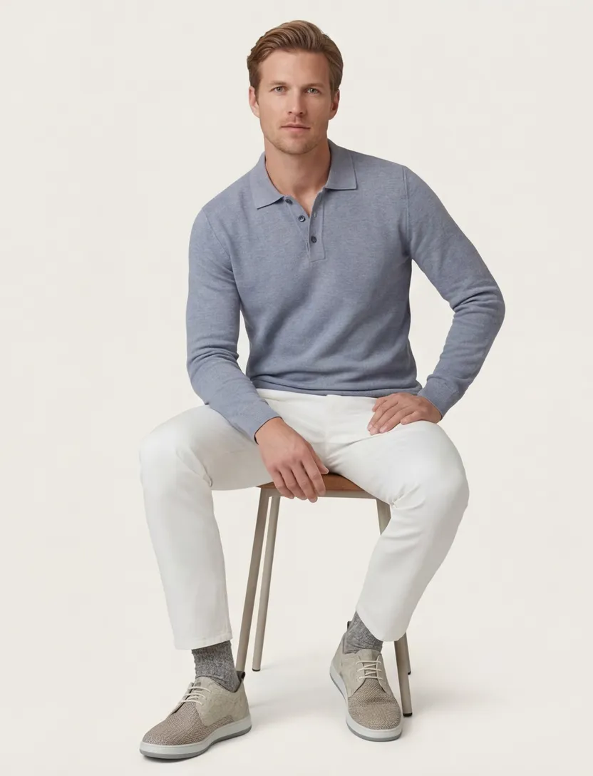 Poloshirt Casa Moda blauw 3 knoopjes normale fit