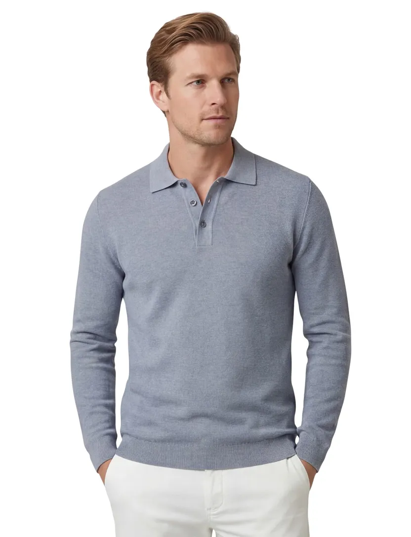 Poloshirt Casa Moda blauw 3 knoopjes normale fit