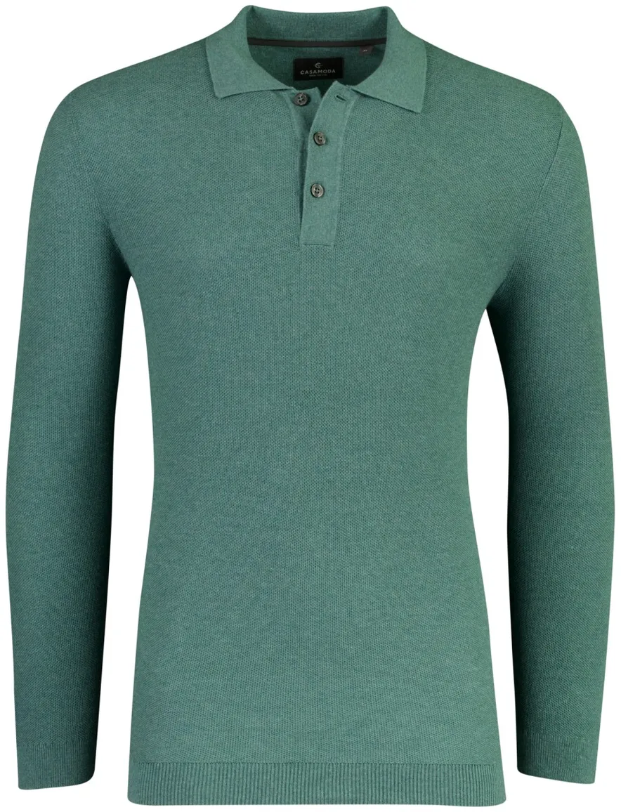Casa Moda poloshirt 3 knoops lange mouwen groen