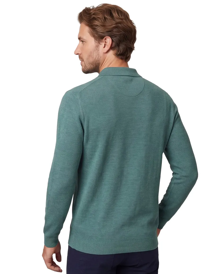 Casa Moda poloshirt 3 knoops lange mouwen groen