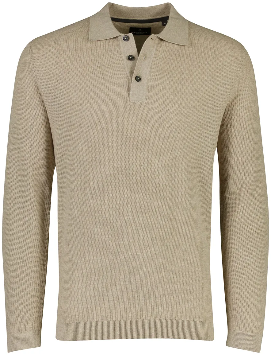 Beige poloshirt Casa Moda 3 knopen normale fit