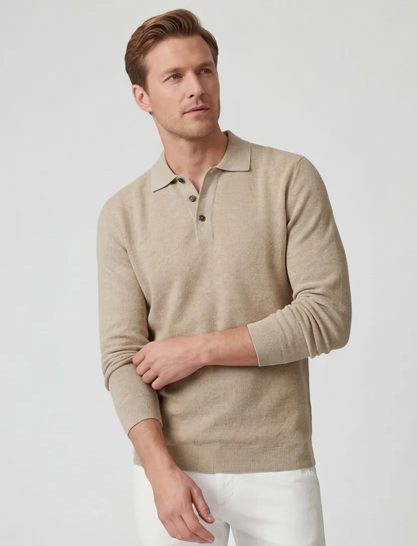 Poloshirt Casa Moda beige 3 knopen normale fit