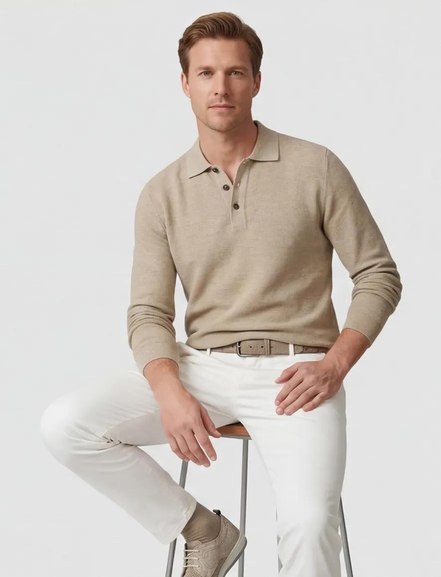 Beige poloshirt Casa Moda 3 knopen normale fit