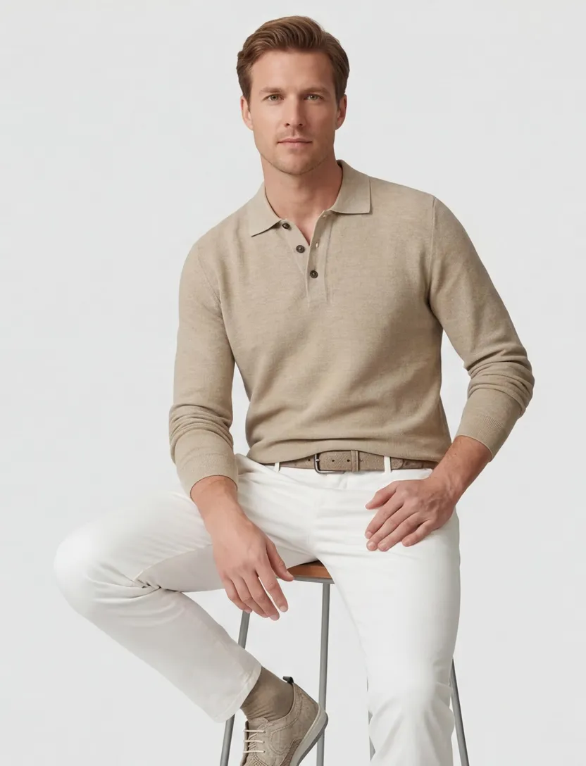Poloshirt Casa Moda beige 3 knopen normale fit