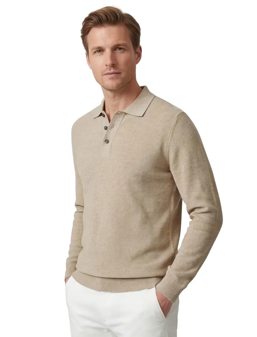 Beige poloshirt Casa Moda 3 knopen normale fit