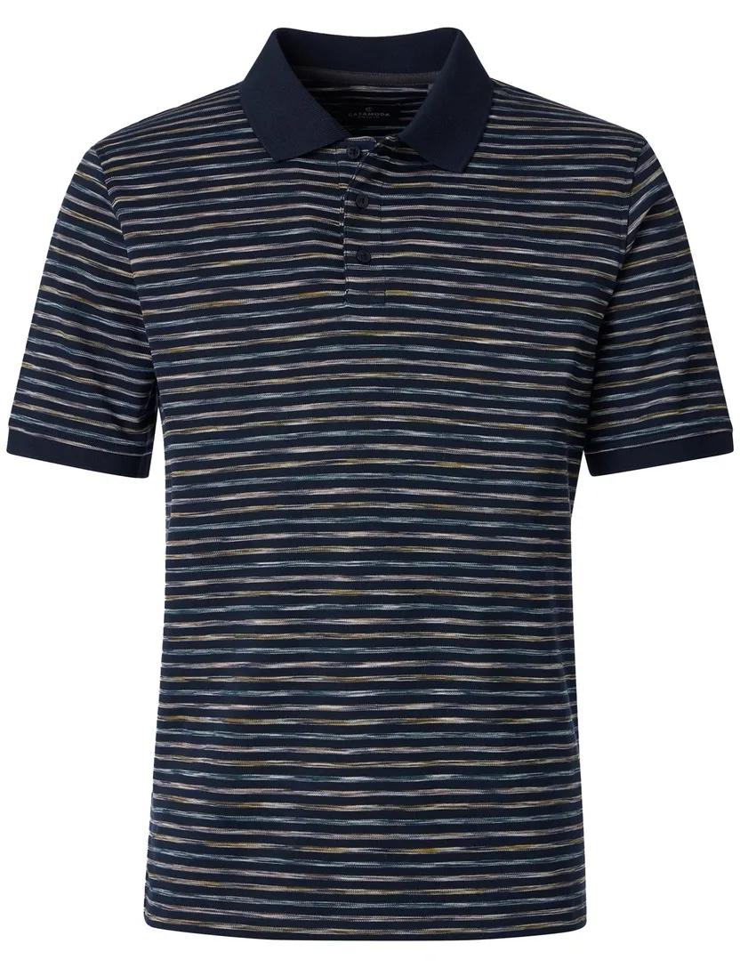 donkerblauwe gestreepte polo korte mouw Casa Moda normale fit