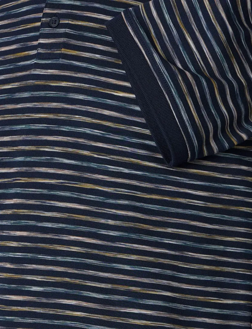 donkerblauwe gestreepte polo korte mouw Casa Moda normale fit