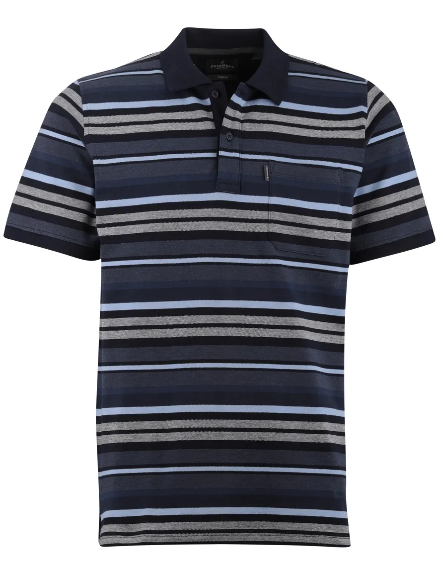 Blauw gestreept poloshirt Casa Moda 2 knoops