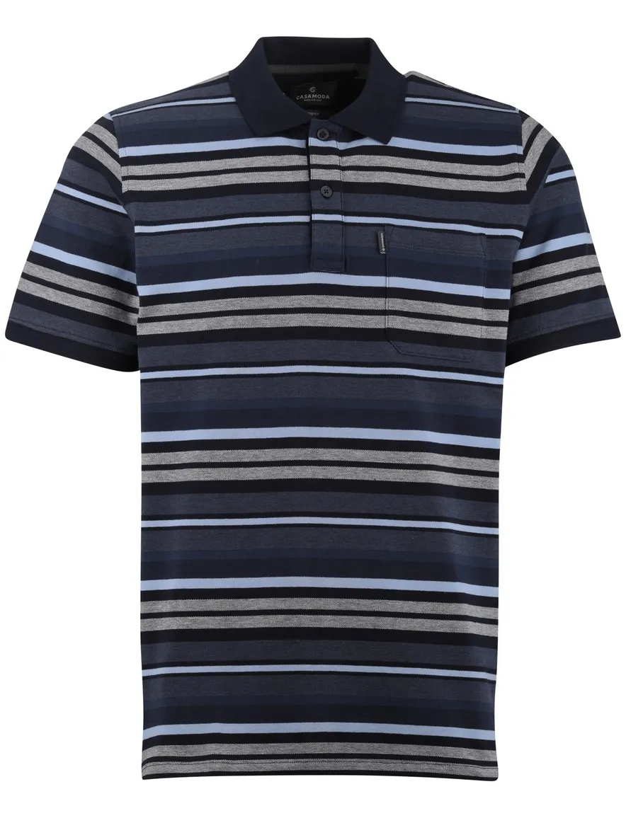 Blauw gestreept poloshirt Casa Moda 2 knoops