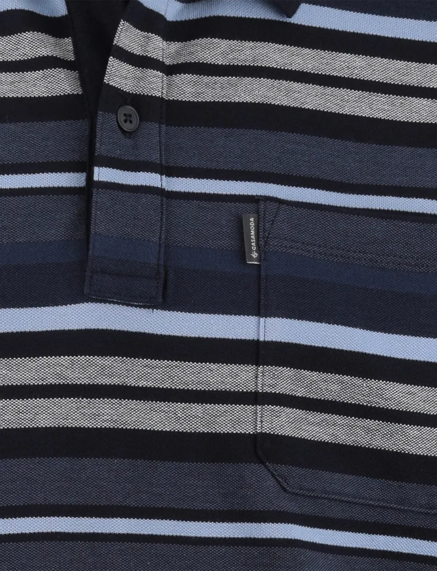 Blauw gestreept poloshirt Casa Moda 2 knoops