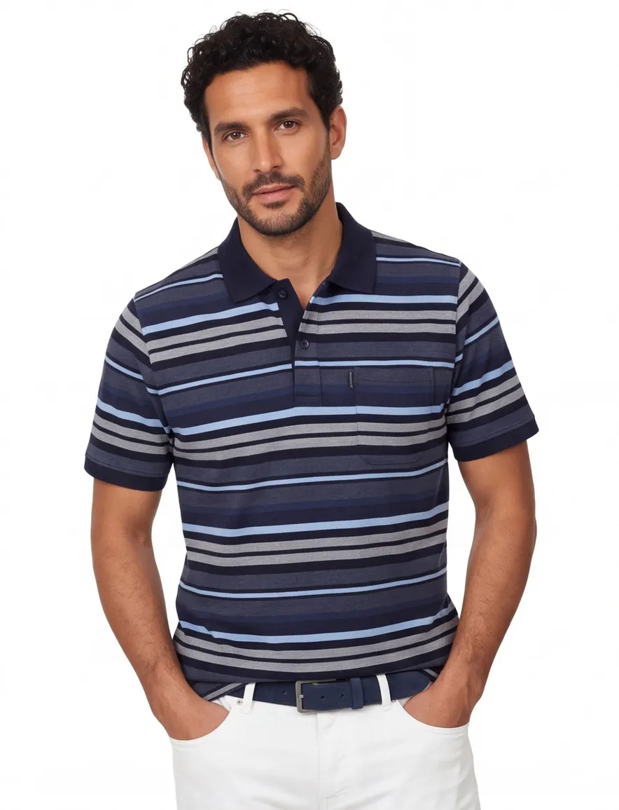 Blauw gestreept poloshirt Casa Moda 2 knoops