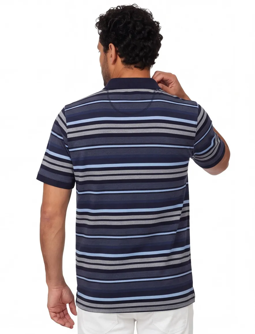 Blauw gestreept poloshirt Casa Moda 2 knoops