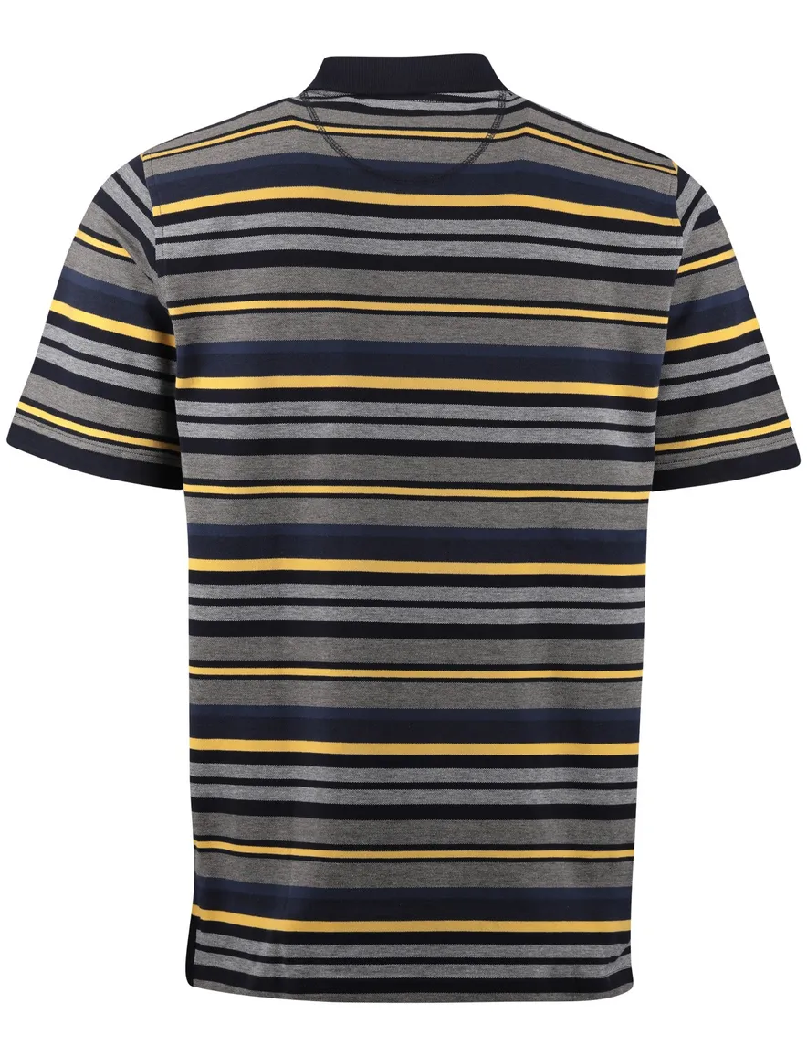 Grijs poloshirt Casa Moda met gele strepen 2 knoops