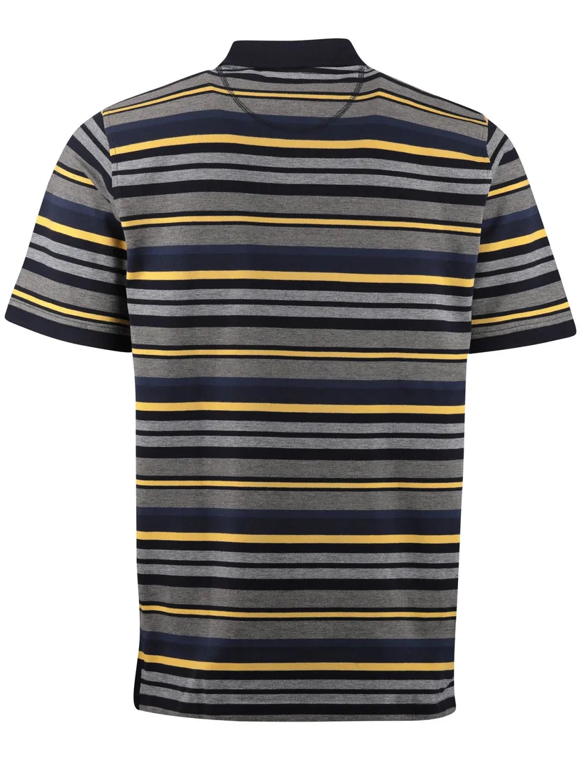 Poloshirt Casa Moda grijs gele strepen 2 knoops