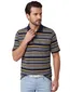 Grijs poloshirt Casa Moda met gele strepen 2 knoops