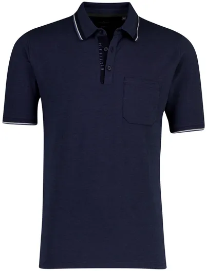 Casa Moda Polo stretch Casa Moda navy korte mouw met borstzak